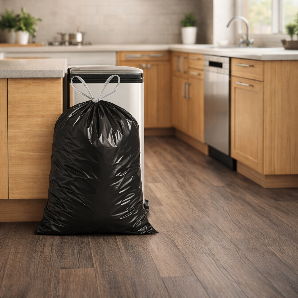 Black Drawstring Plastic Bags - Image 2